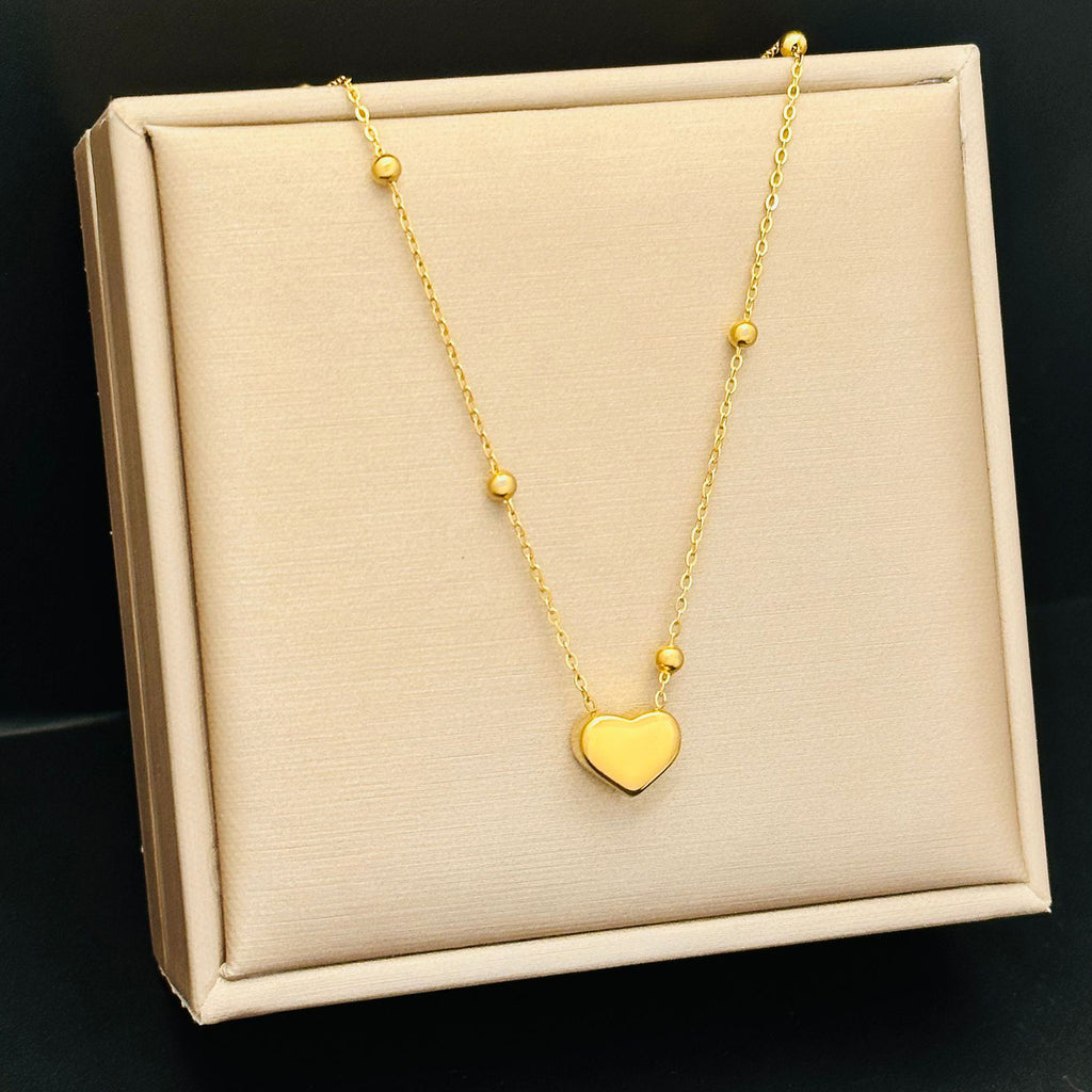 Minimalist Heart Titanium Steel Necklace 18K Gold Plated Clavicle Chain