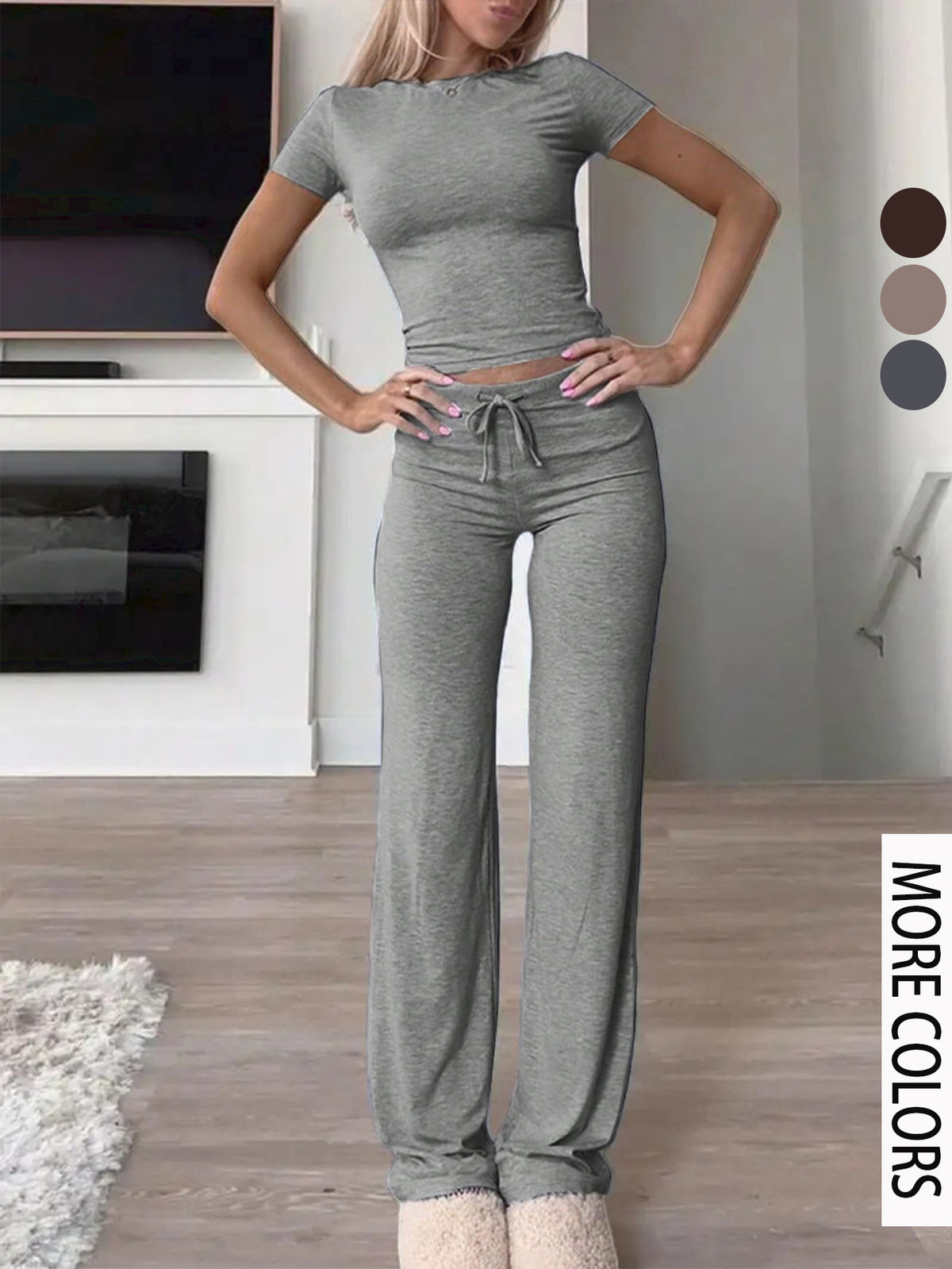 Casual Cotton Blend Two-Piece Set