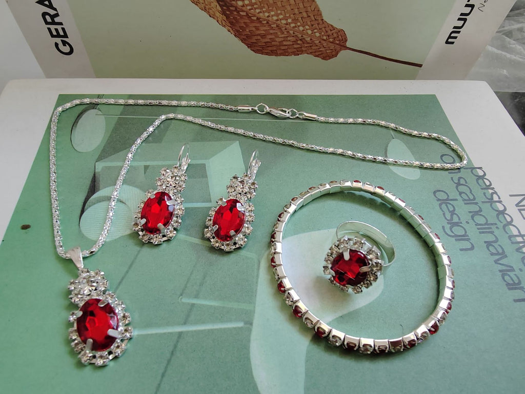 Water Drop Rhinestone Jewelry 4-Piece Set