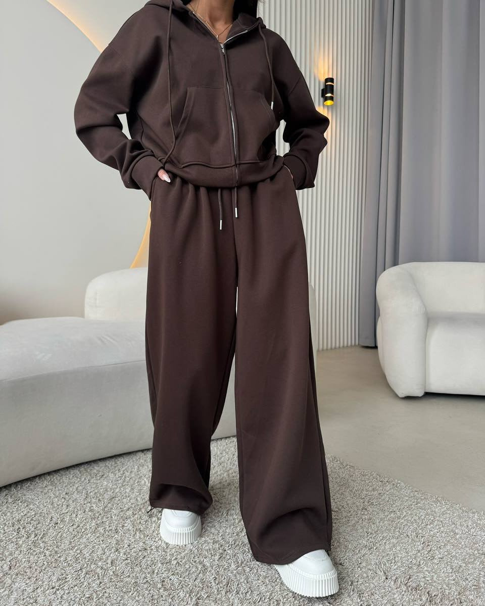 Womens Long Sleeve Hooded Sweatshirt and Trousers Set