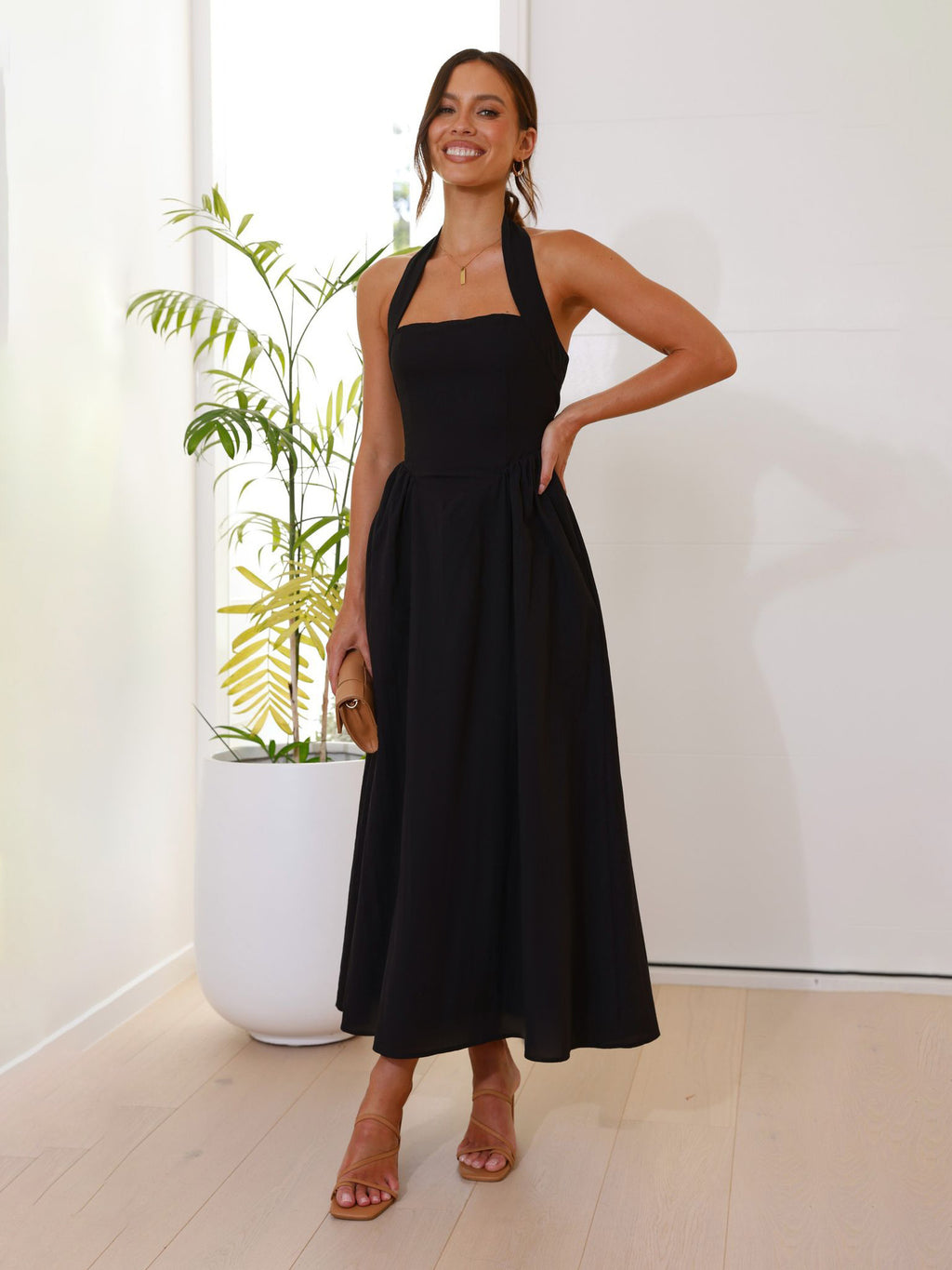 Elegant Square Neck Backless Dress