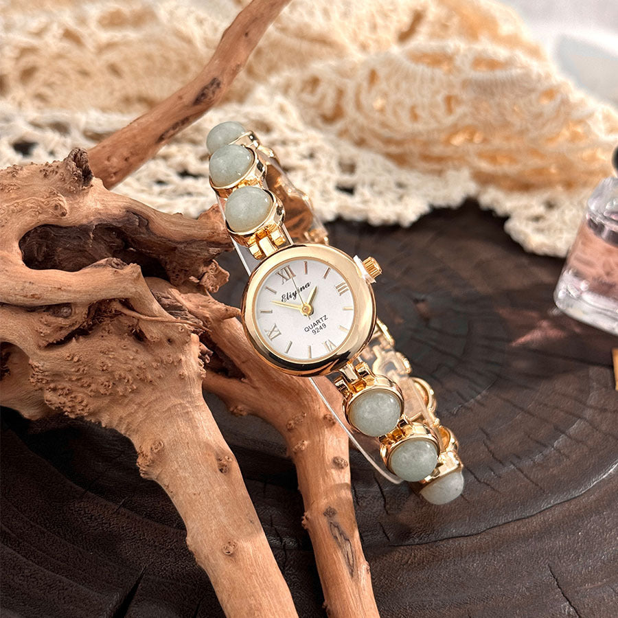 Vintage Gemstone Beaded Quartz Women Watch