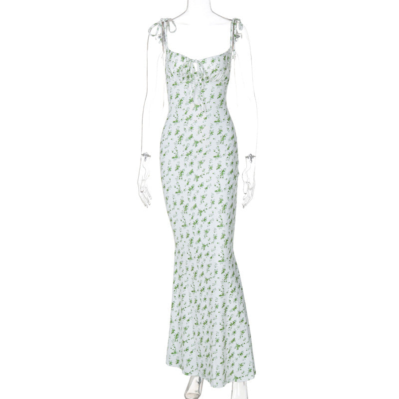 Floral Spaghetti Strap Flared Dress