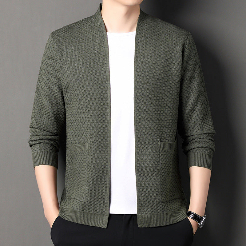 Mens Fish Scale Knitted Cardigan