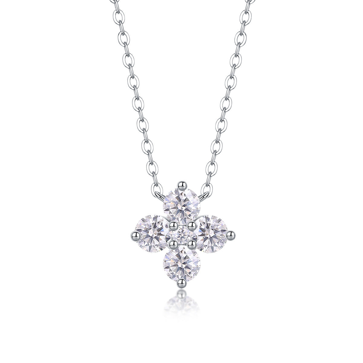 Sterling Silver Moissanite Geometric Pendant Necklace