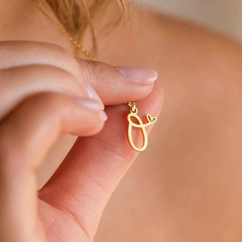 Alphabet Letter Stainless Steel Necklace