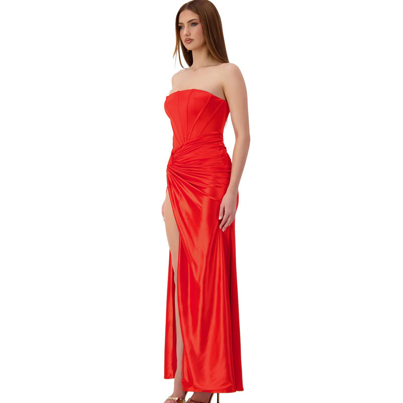 Elegant Backless Twist Slit Evening Dress