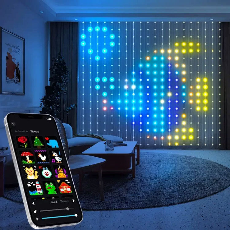 App-Controlled RGB LED Curtain Light with Custom Patterns