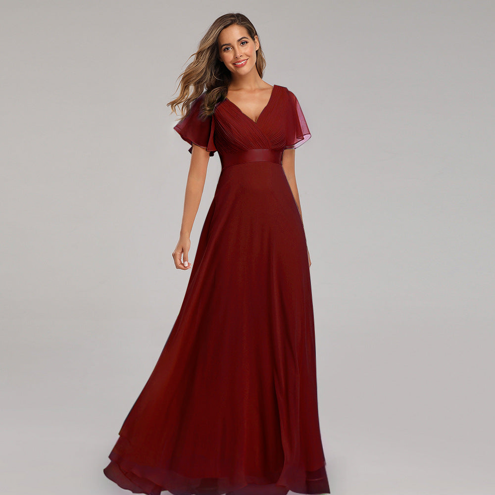 Elegant Trumpet Sleeve Chiffon Evening Dress