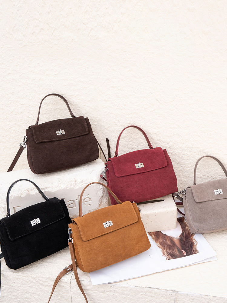 Genuine Leather Suede Crossbody Handbag