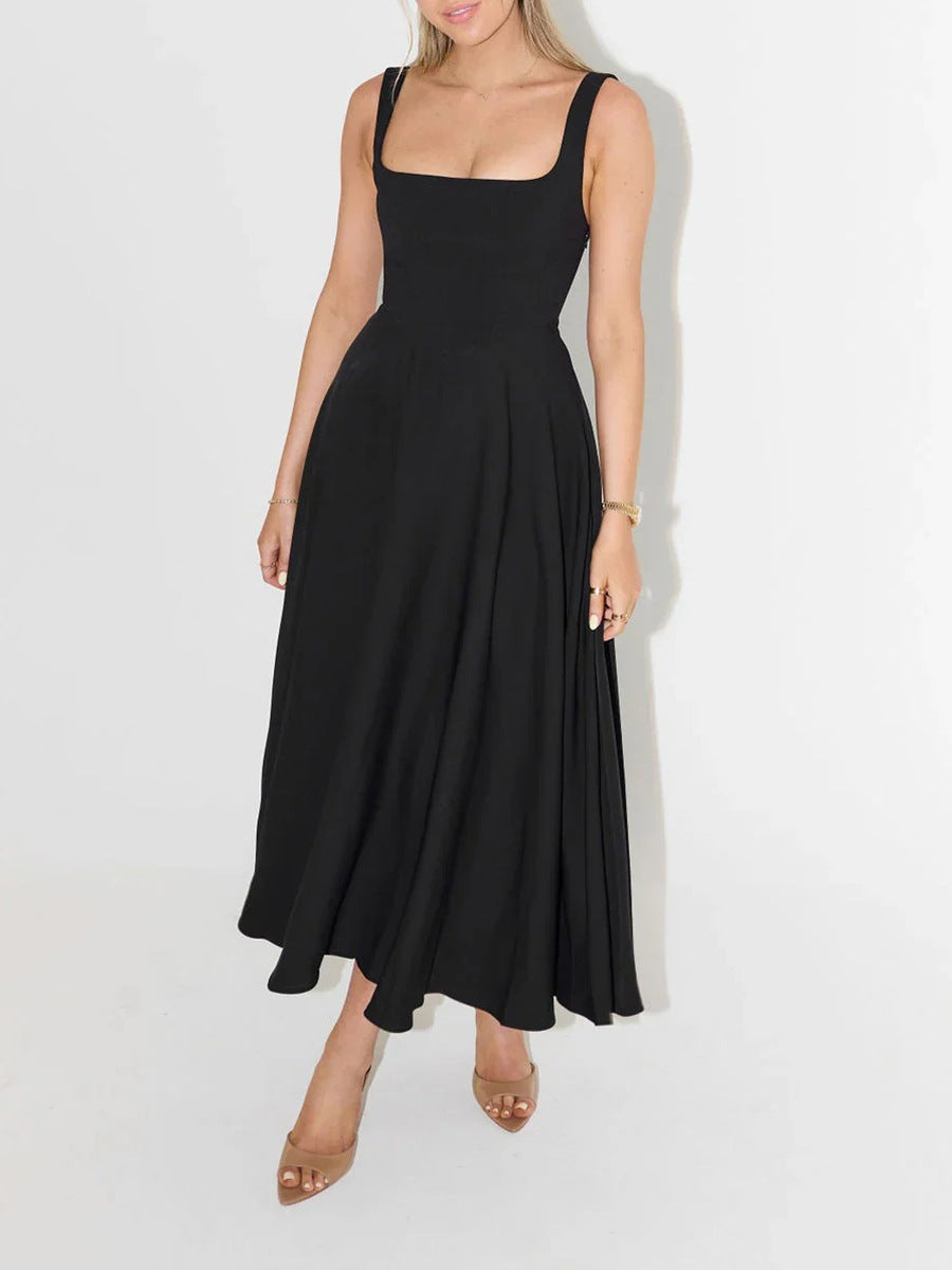 Elegant Sleeveless Midi Dress with Straps