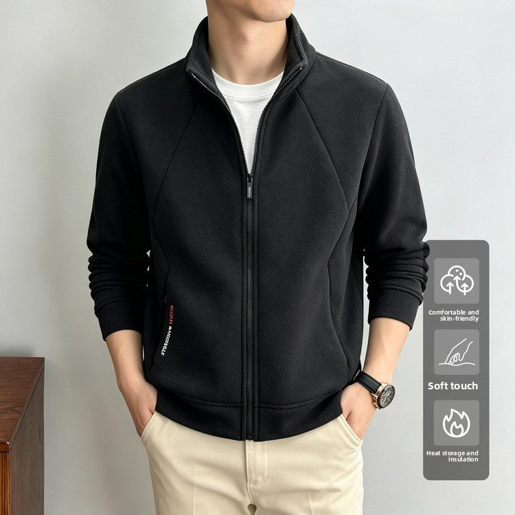 Zippered stand-up collar spring/autumn casual versatile grey coat