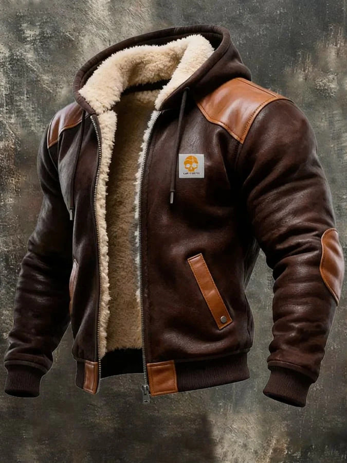 Men's Fleece Lined Hooded Zip Up Jacket Windproof Warm Winter Coat