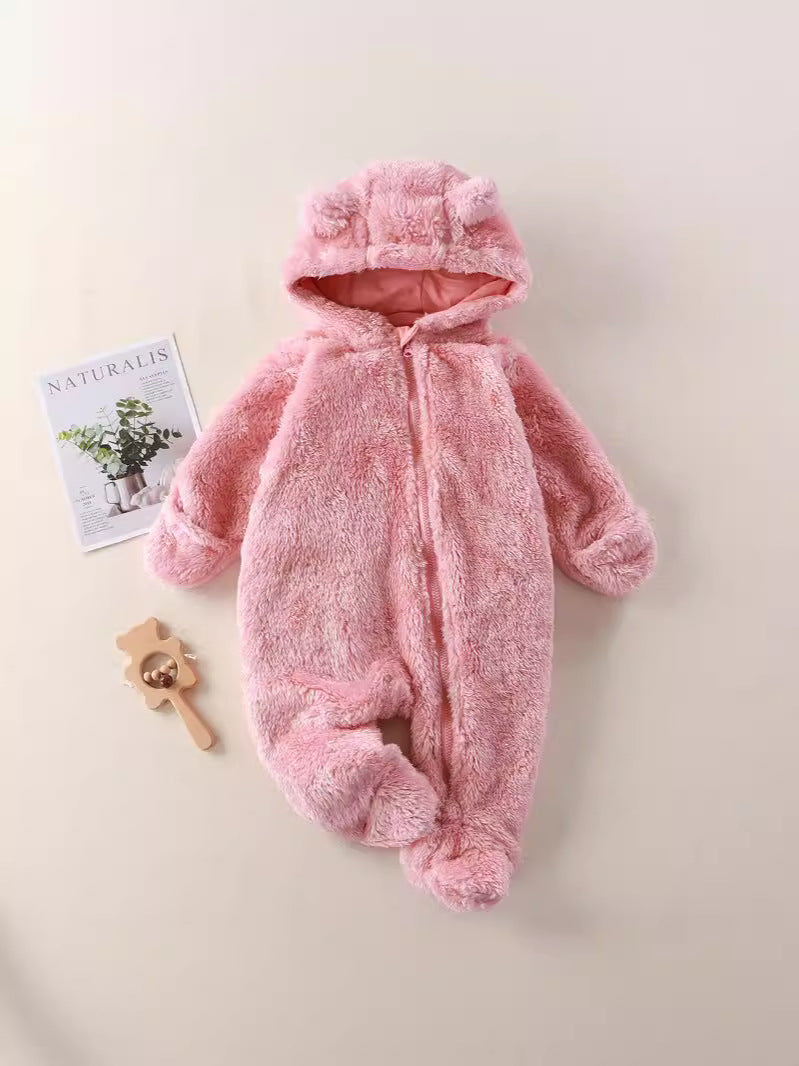 Infant Plush Jumpsuit with Hand and Foot Coverage