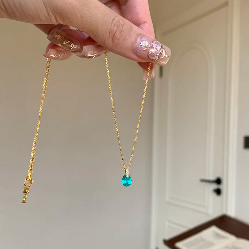 Blue Water Drop Ultra-Fine Necklace