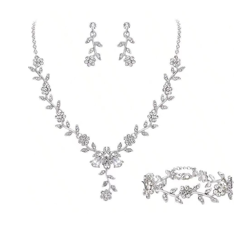 Rhinestone Necklace and Earrings Set