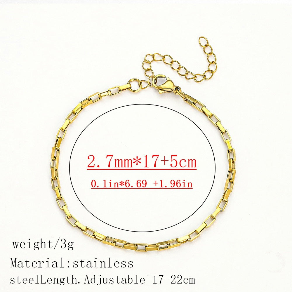316L Titanium Steel Bracelet Waterproof Hypoallergenic Gold Plated Chain Jewelry for Men Women Unisex Fashion Accessories
