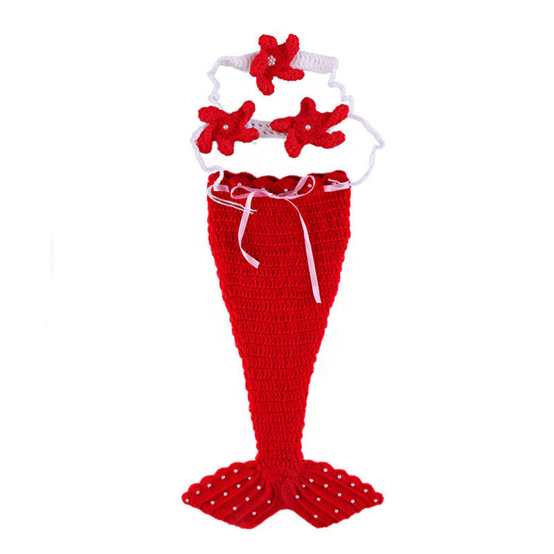 Baby Newborn Mermaid Knitted Sleeping Bag 3-Piece Set