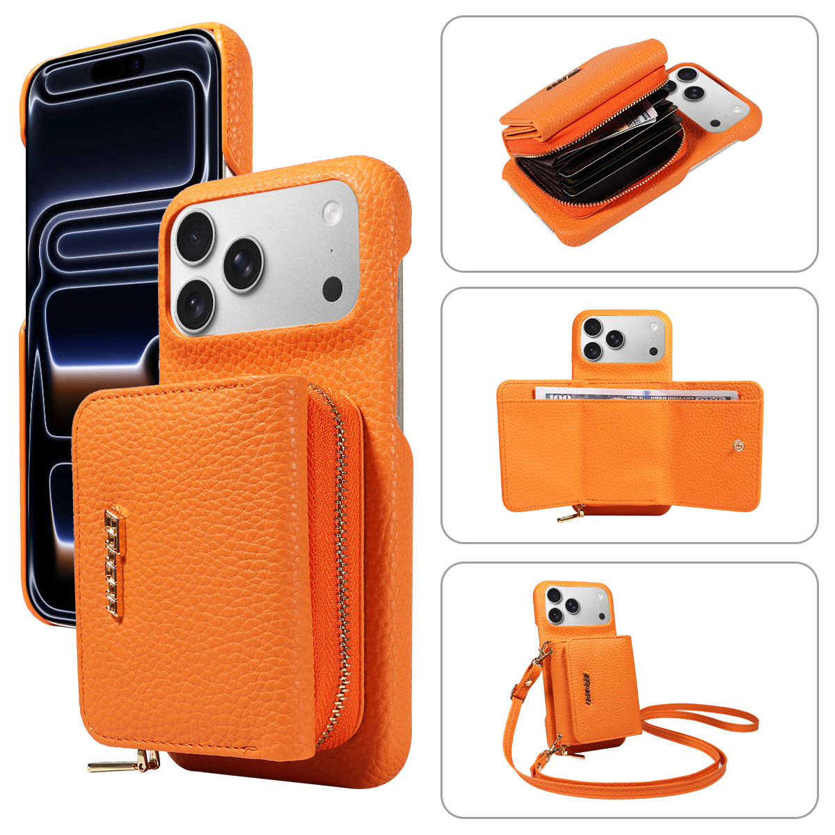 Litchi Pattern Mobile Phone Case Suitable for Apple iPhone 17
