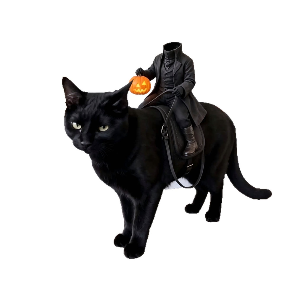Headless Knight Riding Cat 3D Printed Pumpkin Light Decor