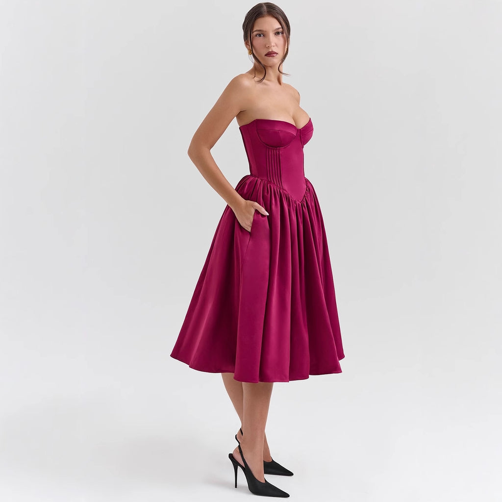 Womens Backless Tube Top Dress