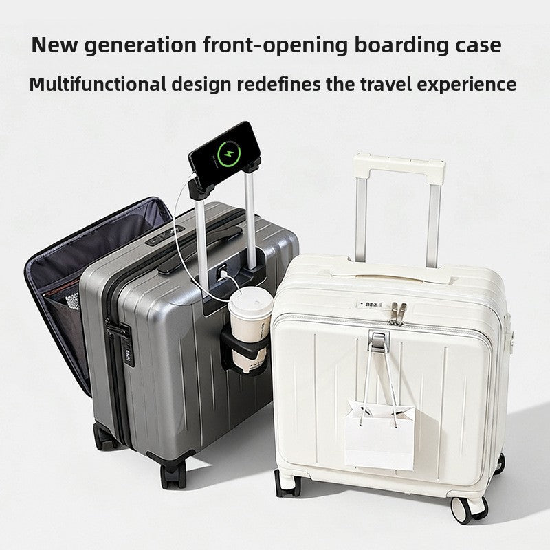 Front Opening PC Carry-On Suitcase with USB Port
