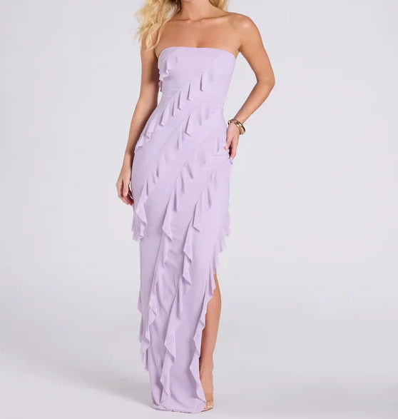 Lady's strapless, sleeveless, form-fitting long dress