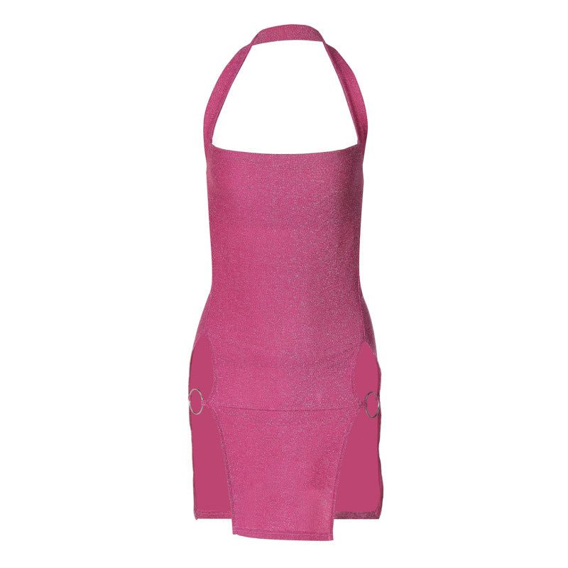 Sexy Halter Split Sheath Dress