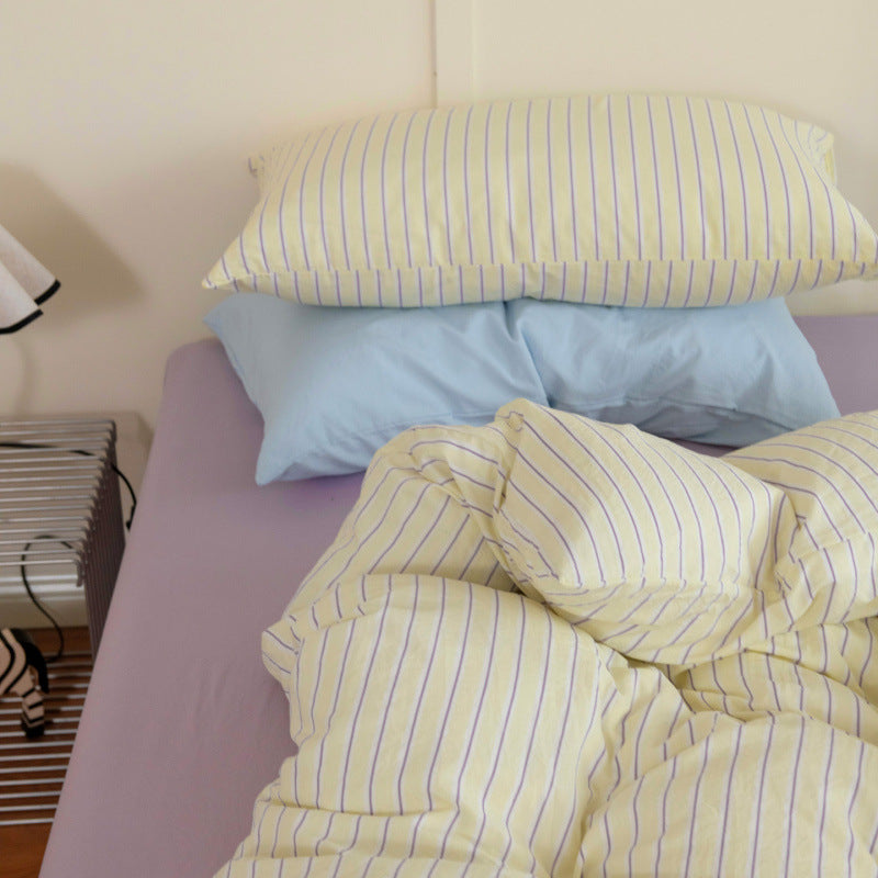 Contrast Plaid Bedding Set