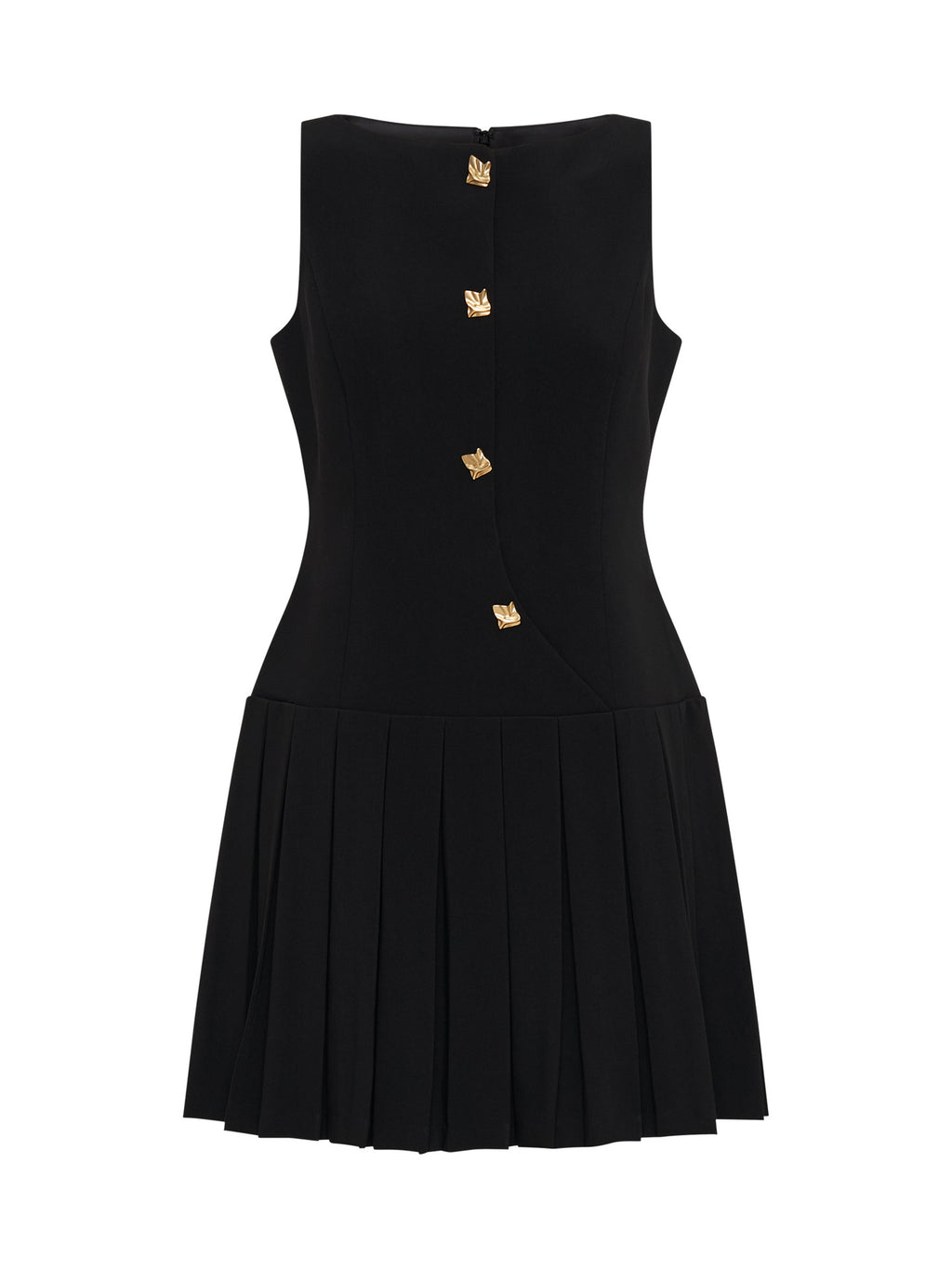 Sleeveless Pleated Shift Dress