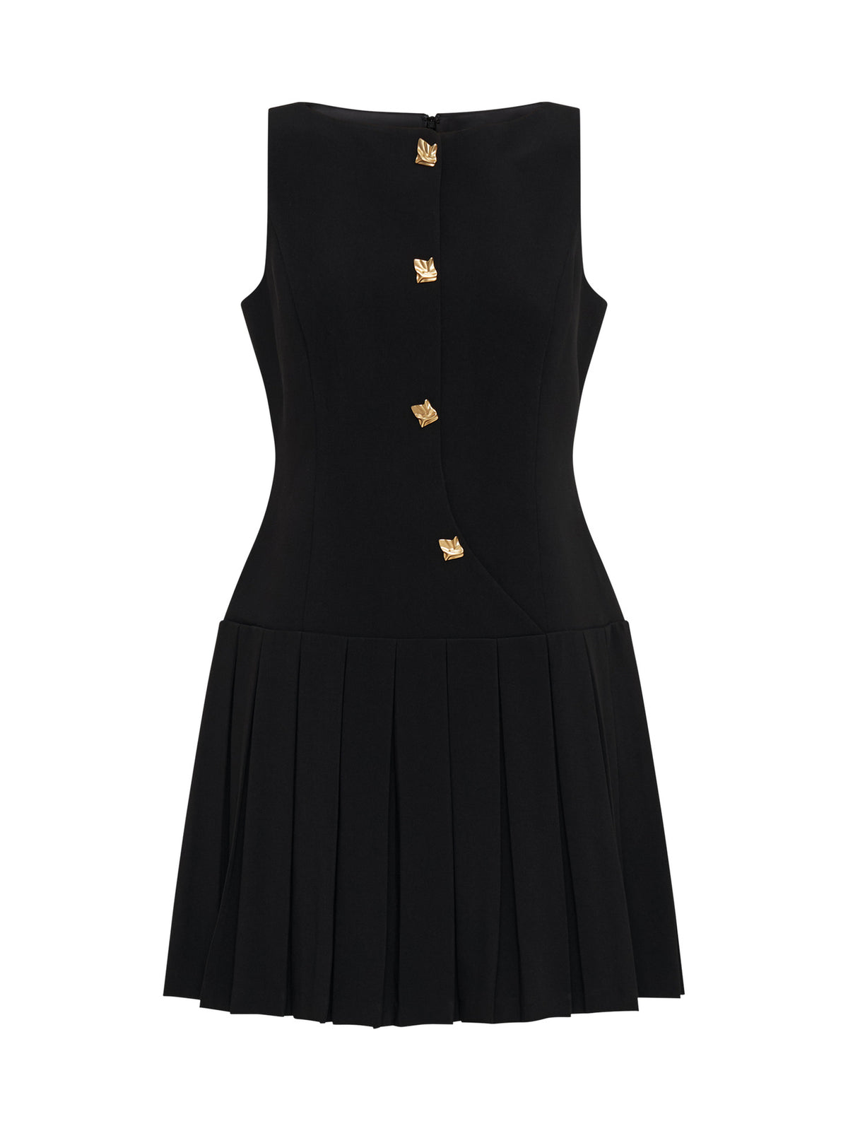 Sleeveless Pleated Shift Dress