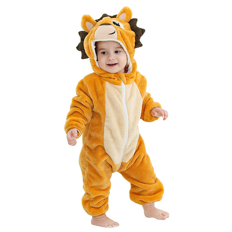 Animal Print Flannel Baby Jumpsuit
