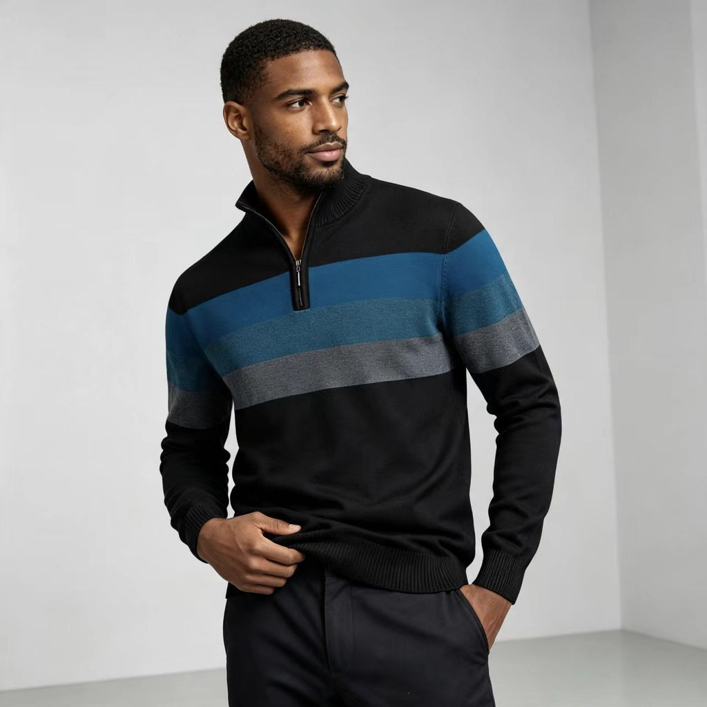 Slim-Fit Collar Zipper Sweater Pullover Sweater