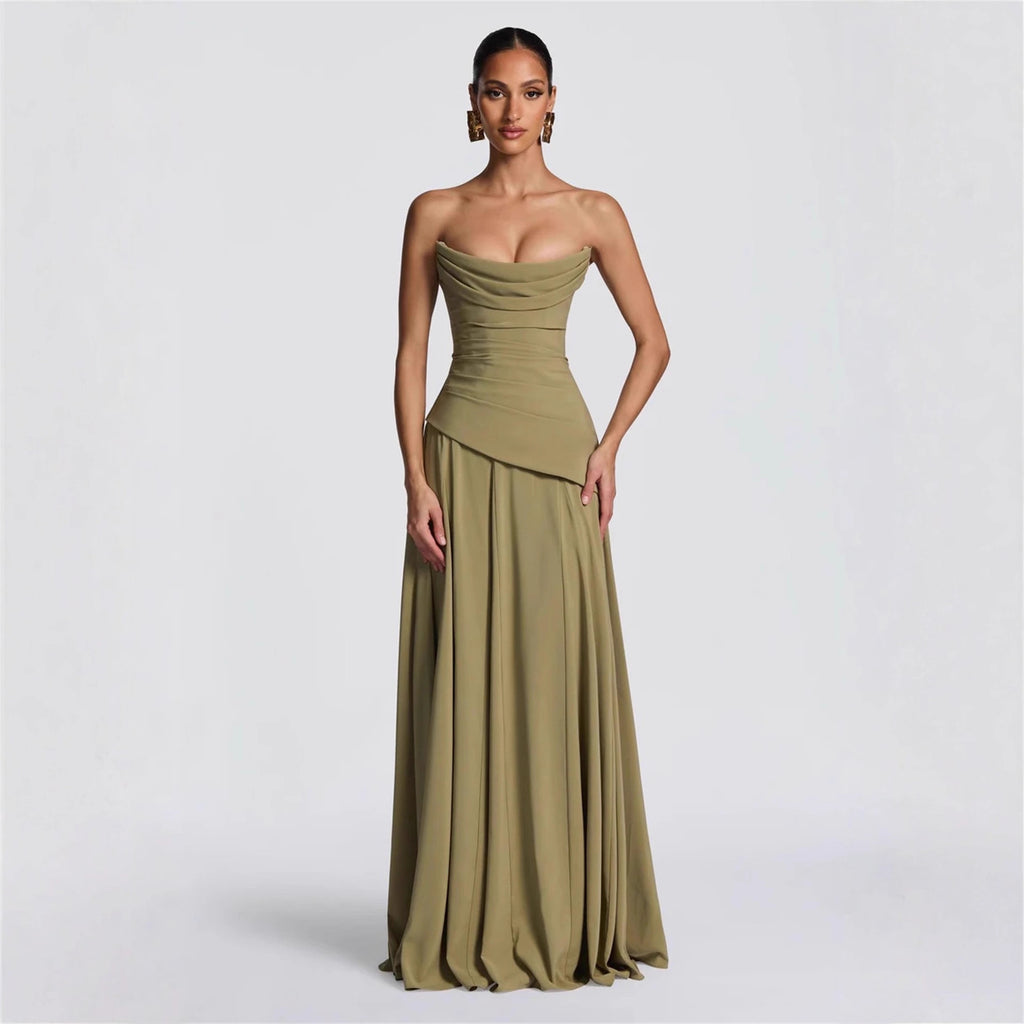 Elegant Sleeveless Tube Top Evening Dress