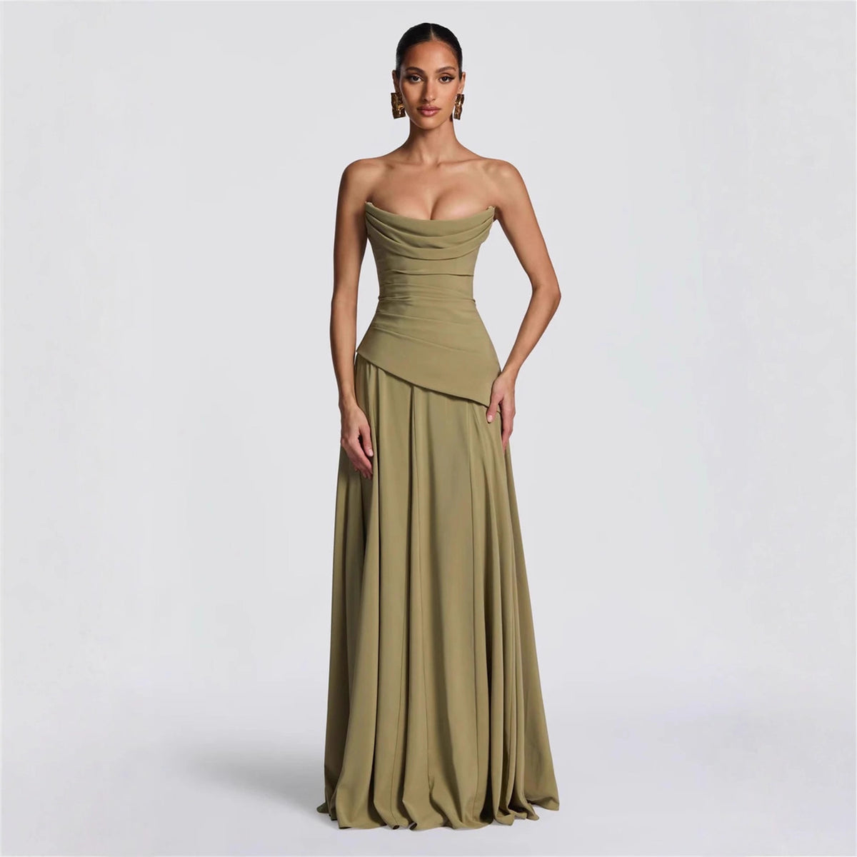 Elegant Sleeveless Tube Top Evening Dress