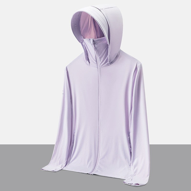 UPF50+ Ice Silk Cooling UV Protection Hooded Jacket Couple Matching Outdoor Sport Coat