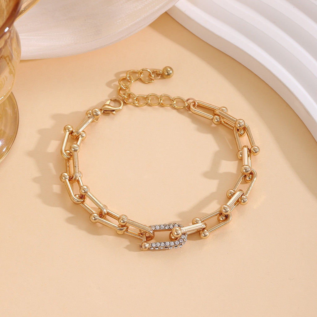 Women's Geometric U-Shape Gold Plated Bracelet