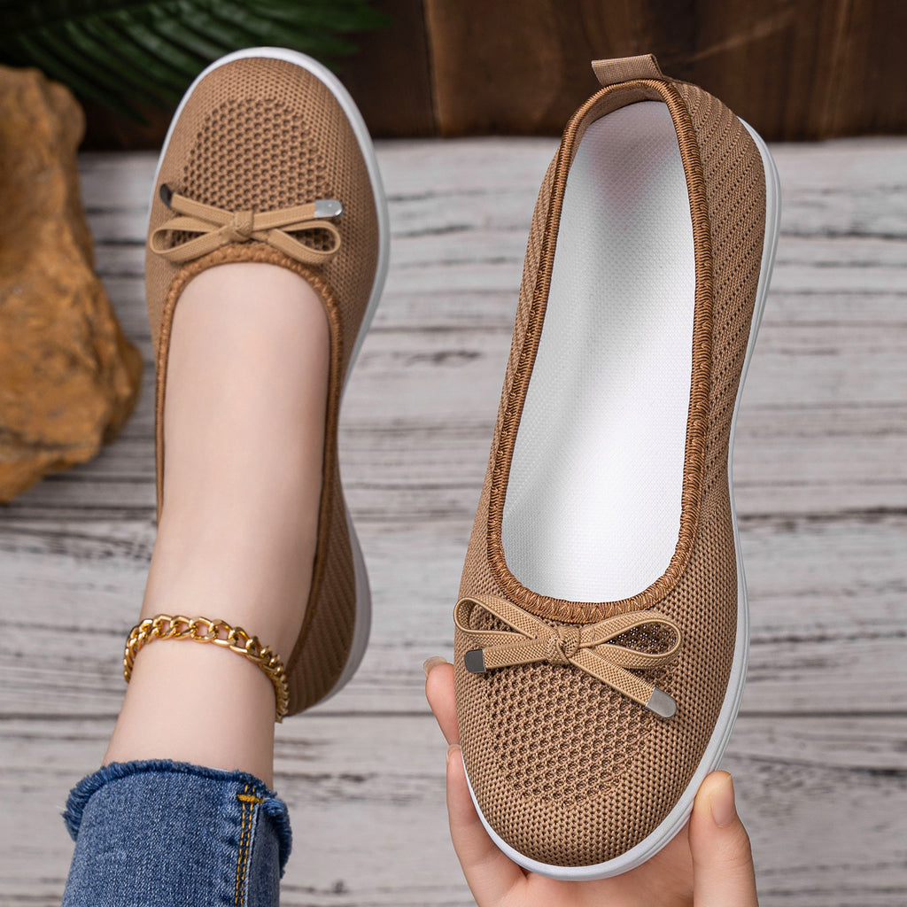 Womens Slip-On Flyknit Shoes Breathable Casual Flats