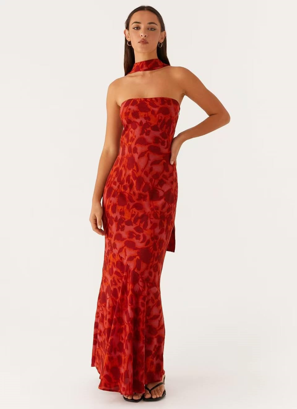 Floral Print Chiffon Bodycon Dress