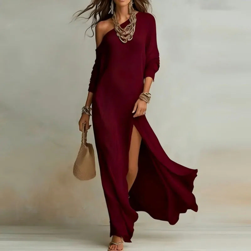 Long Sleeve High Neck Midi Dress