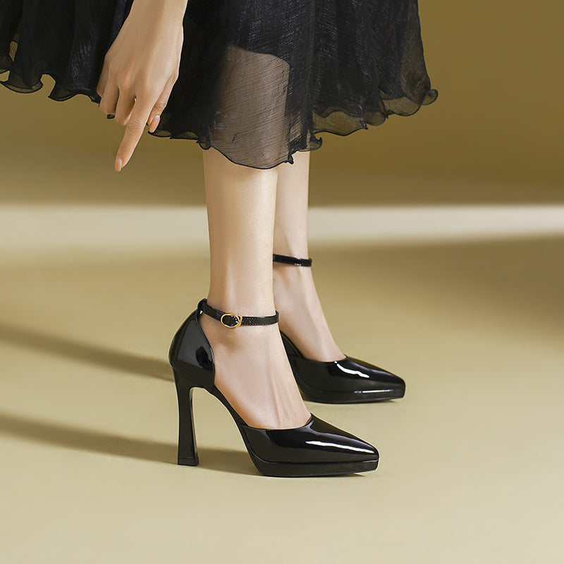 Women's sexy pointed-toe low-heeled waterproof platform sandals