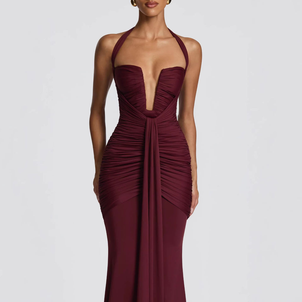 Elegant Backless Halter Neck Bodycon Dress