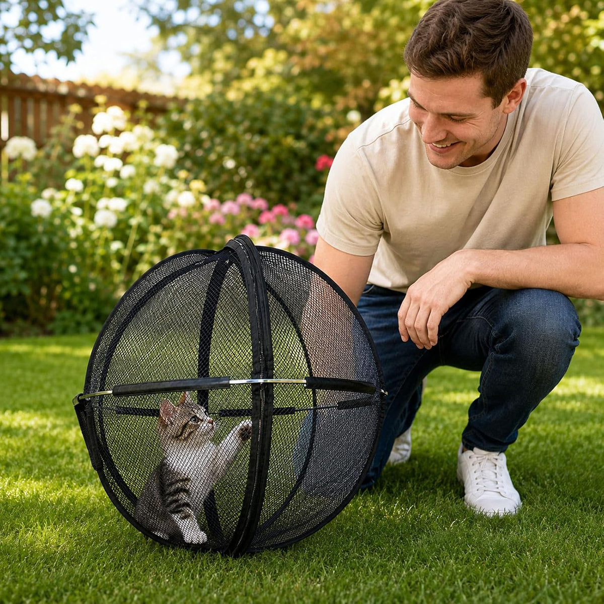 Portable pet ball cage