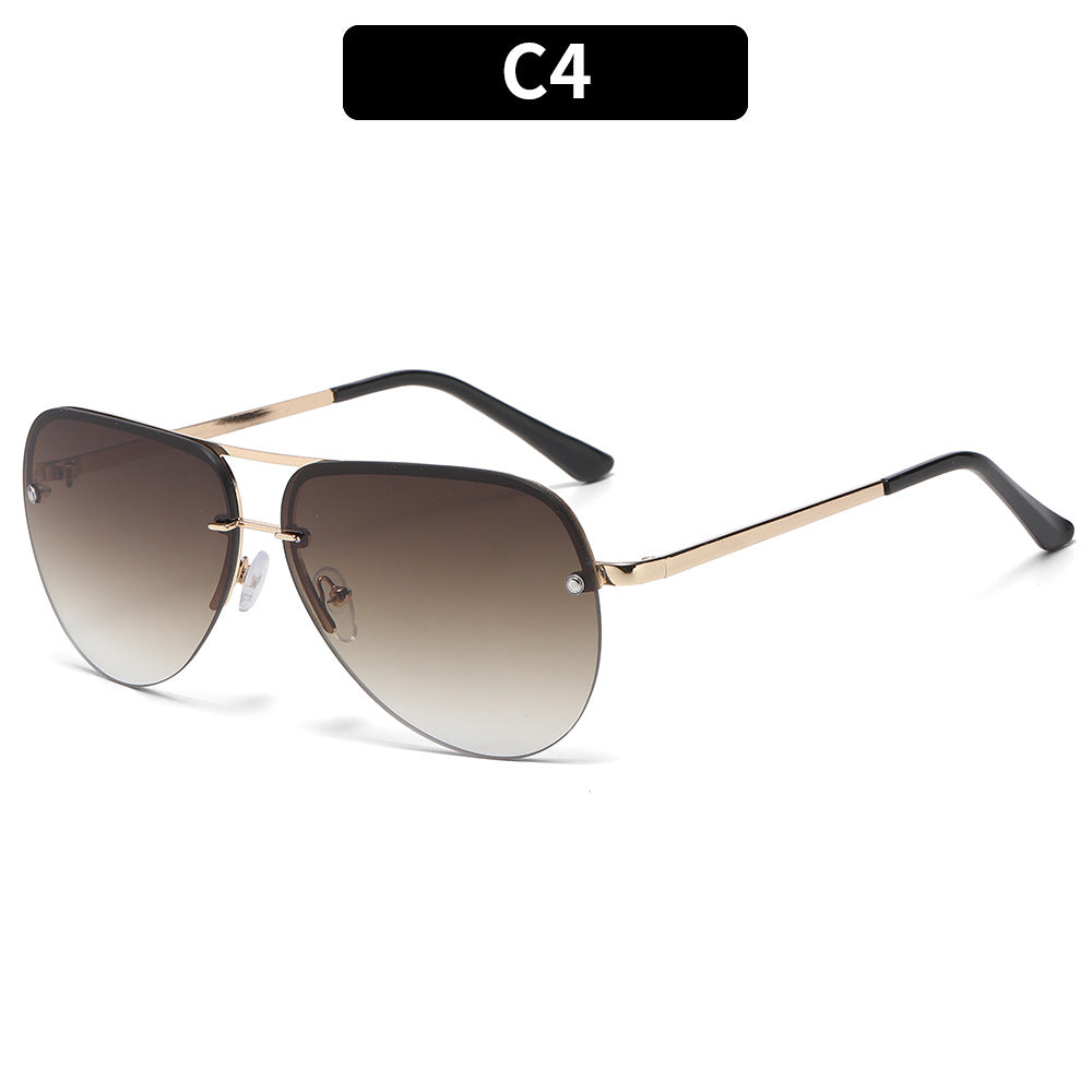 Metal double-barrel pilot sunglasses