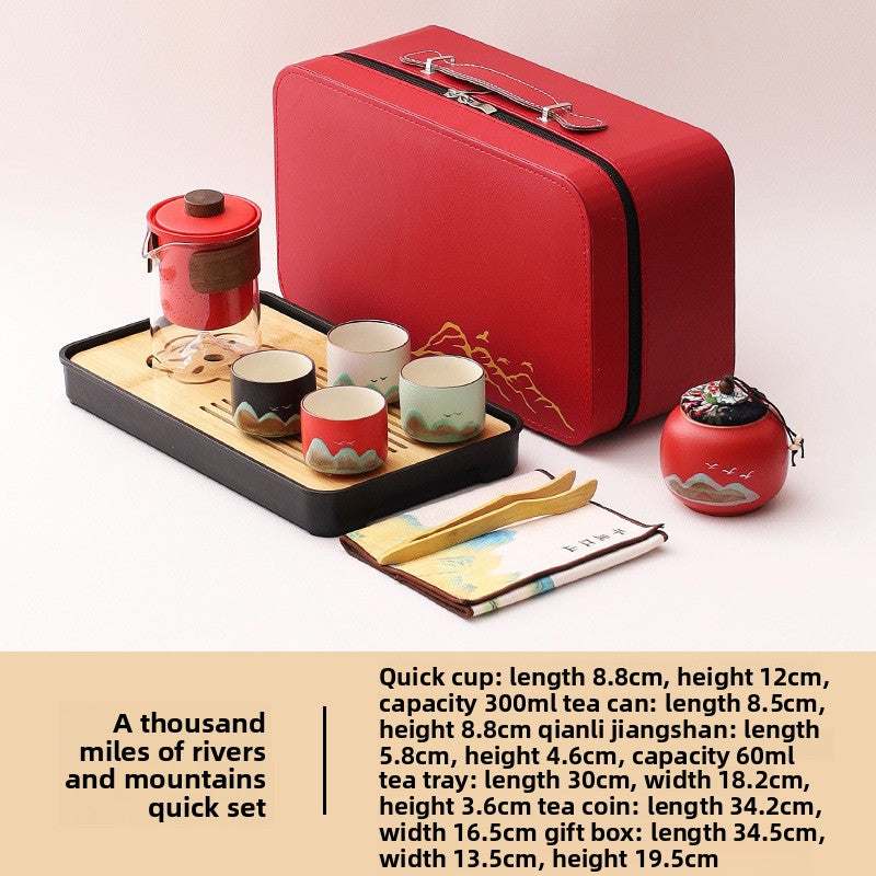 Portable Travel Tea Set with Traditional Design