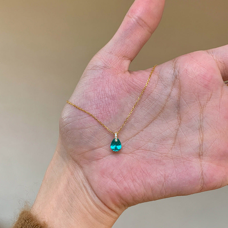 Blue Water Drop Ultra-Fine Necklace