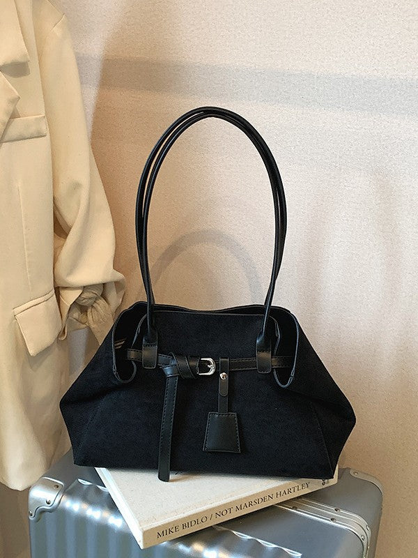 French Style Matte Baguette Shoulder Bag