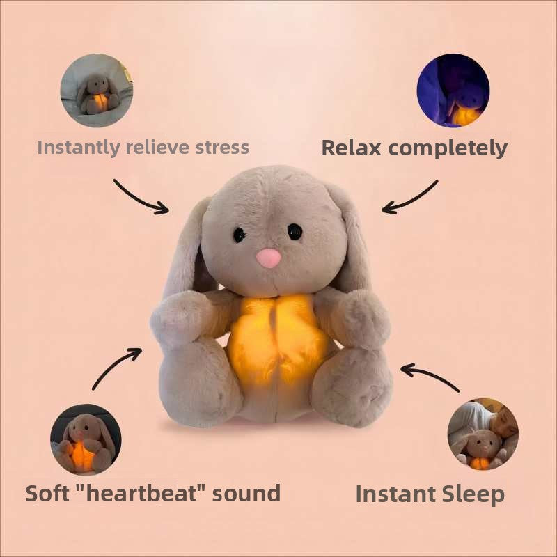 Breathing Soothing Plush Sound and Light Rabbit Doll for Infant Sleep