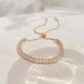 Women's Full Diamond Crescent Adjustable Bracelet Light Luxury Gold Plated