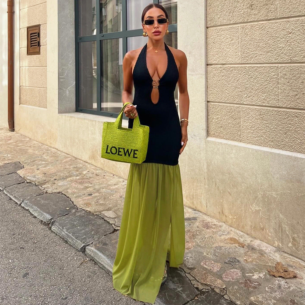 Women's Metal Decor Cut Out Dress